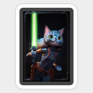 Fun Cat Print ~ AI Art ~ Fantasy Cat ~ Sci-fi Cat ~ Cats with Lightsabers Sticker